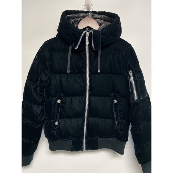 BCBGeneration Women Winter Down Velvet Puffer Coat Outerwear Emerald Green Small - Picture 3 of 16